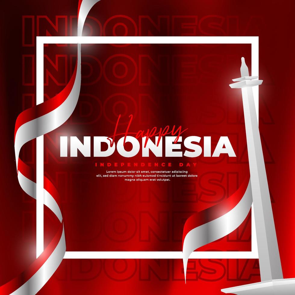 17 agosto, design del giorno dell'indipendenza indonesiana, adatto per poster, striscioni, post sui social media vettore