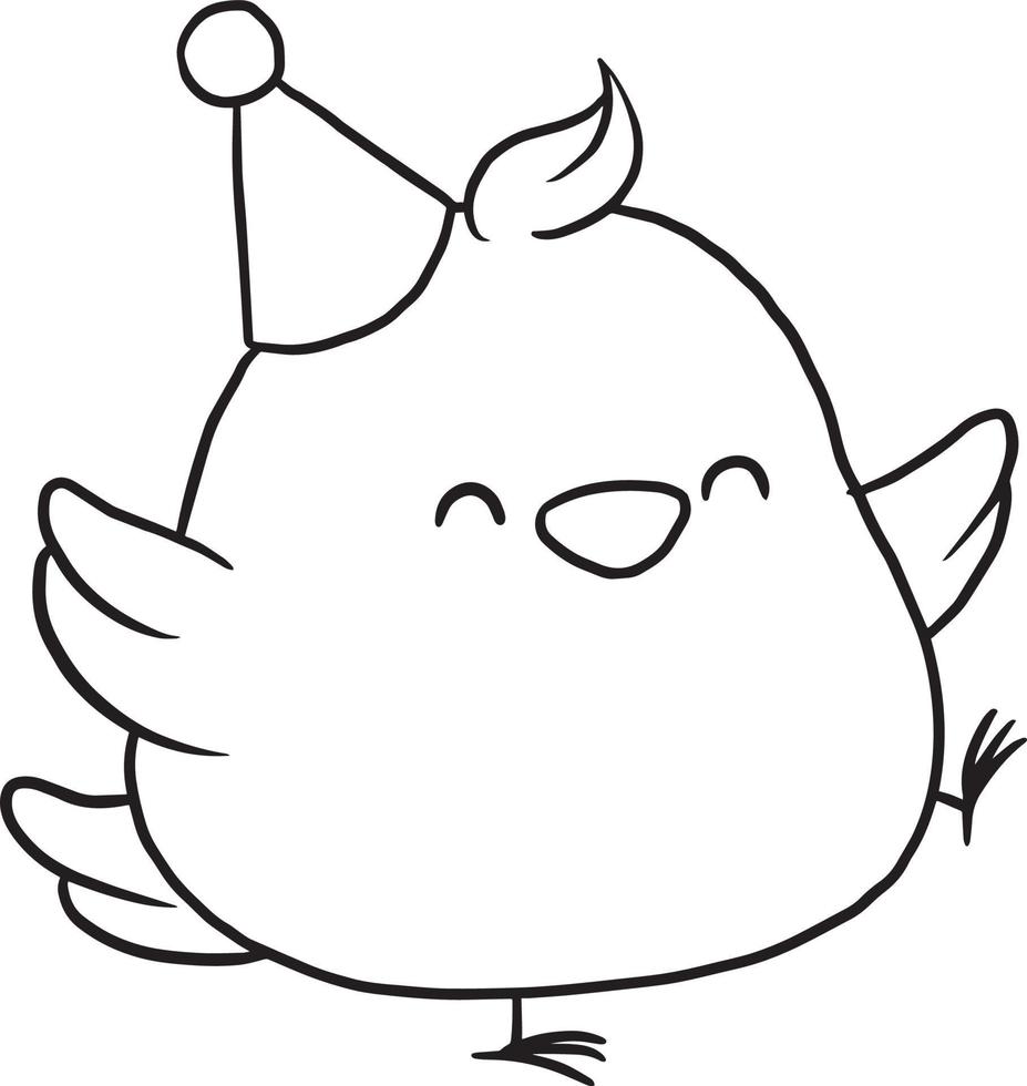 pollo doodle cartone animato kawaii anime carino pagina da colorare vettore