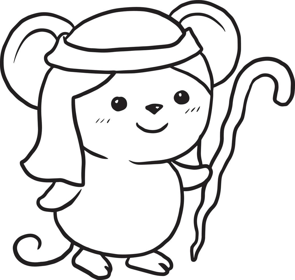 ratto cartone animato doodle kawaii anime carino pagina da colorare vettore