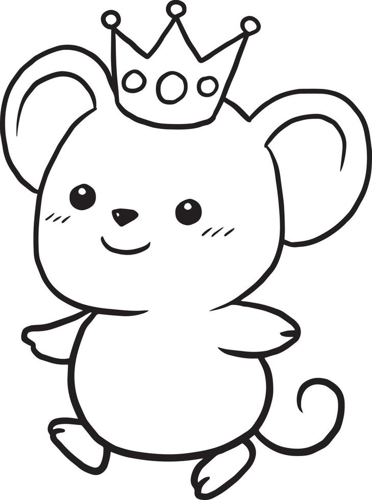 ratto cartone animato doodle kawaii anime carino pagina da colorare vettore