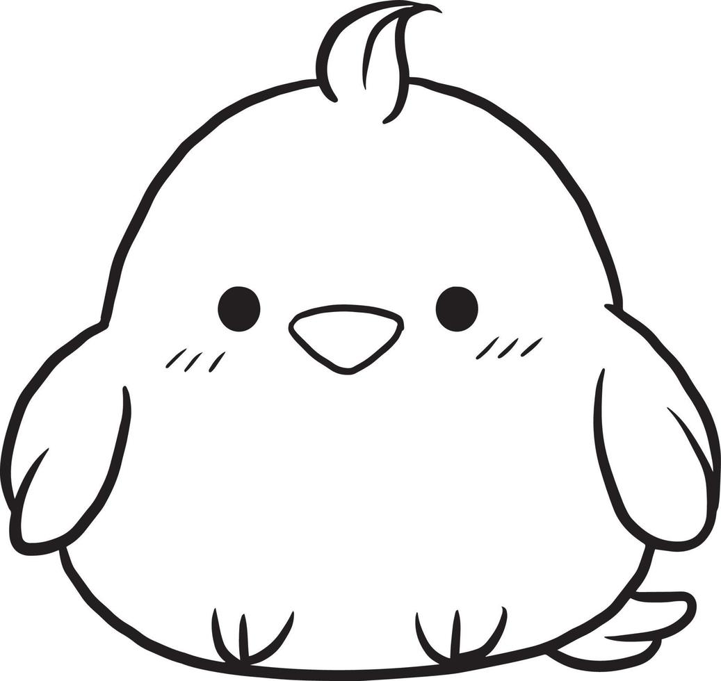 doodle cartone animato pollo kawaii anime carino pagina da colorare vettore