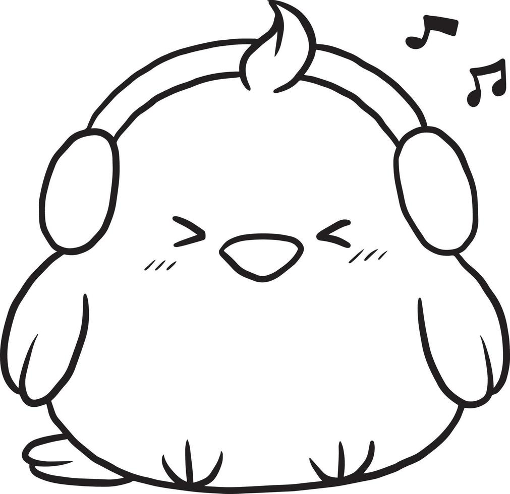 doodle cartone animato pollo kawaii anime carino pagina da colorare vettore