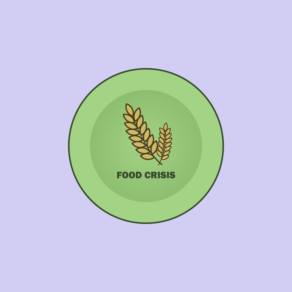 immagine di grano su un piatto che dice che la crisi alimentare simboleggia la crisi della fame. vettore eps10