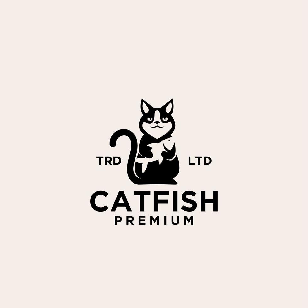 design del logo vettoriale di pesce gatto premium