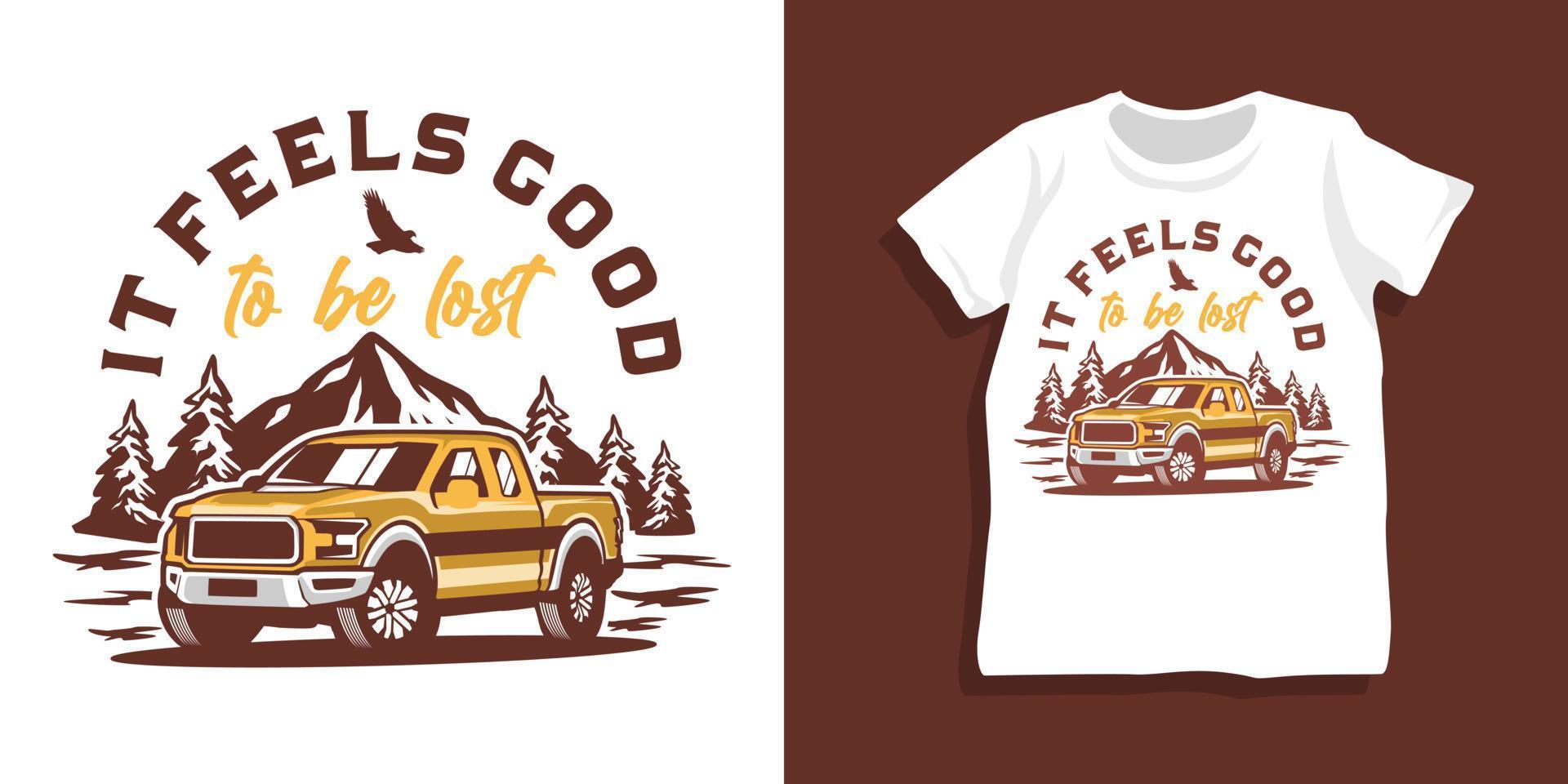 design per auto fuoristrada e tshirt da montagna vettore