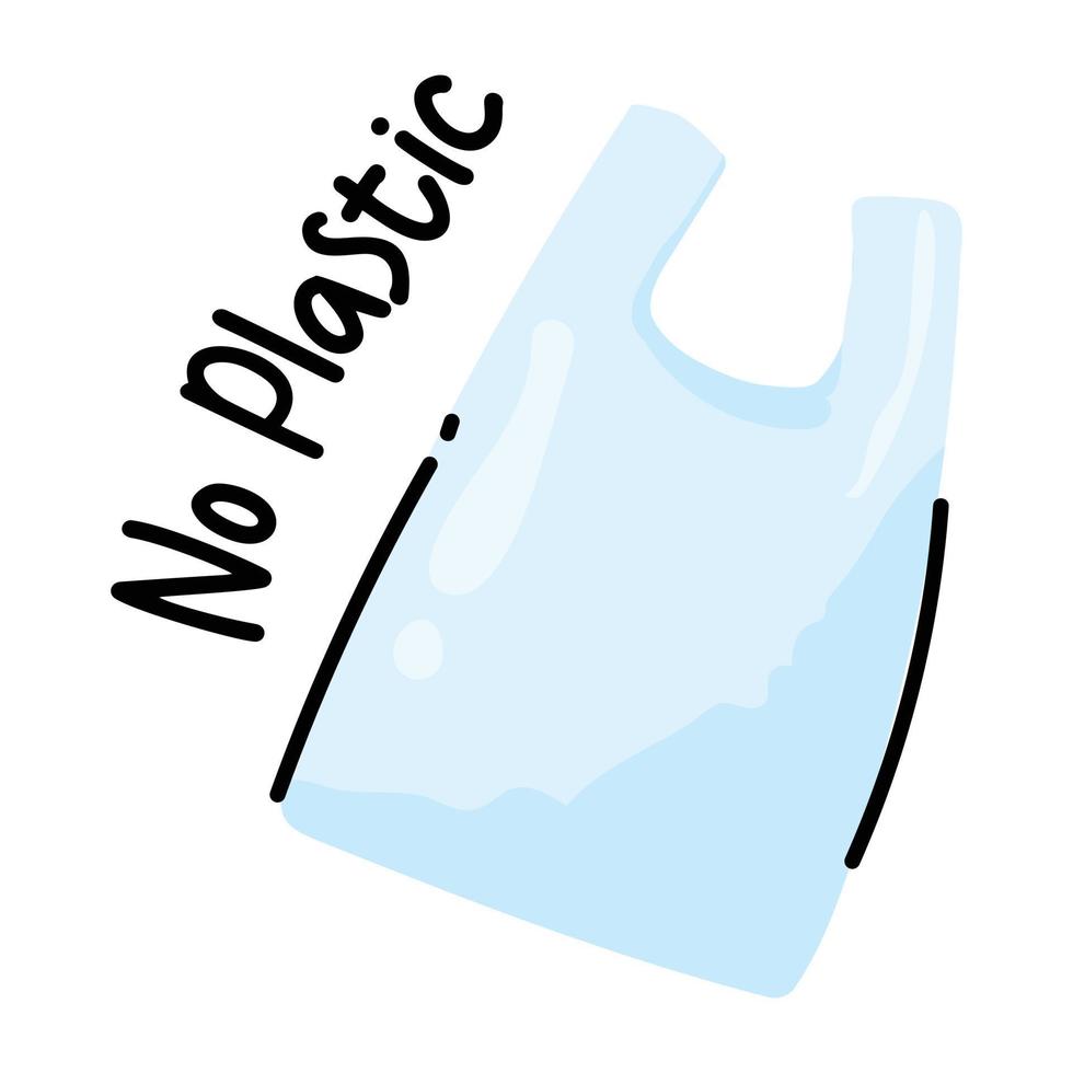 guarda questo adesivo doodle con sacchetto di plastica vettore