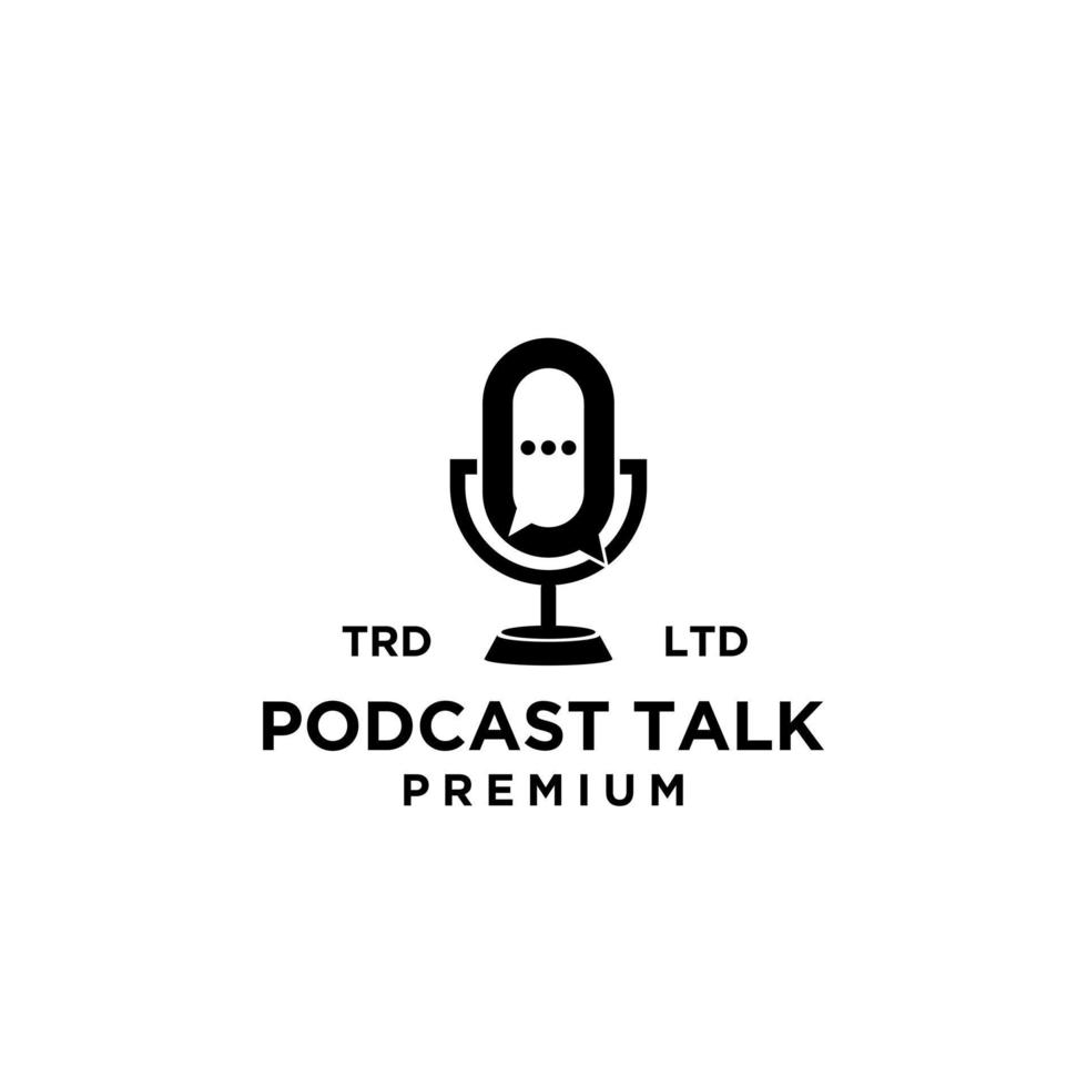 semplice design del logo della chat a bolle di podcast vettore