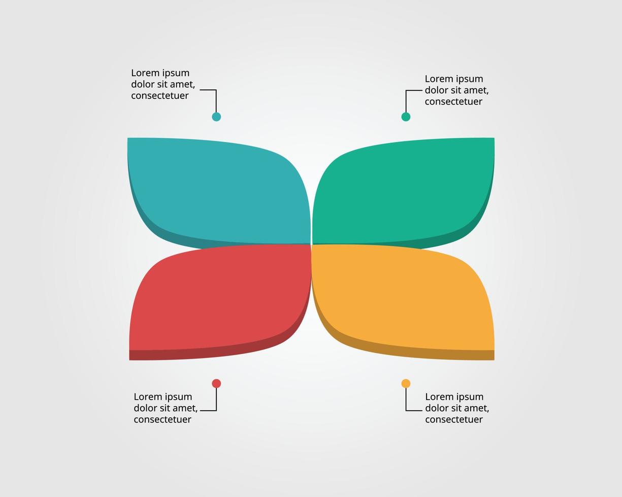 modello di grafico a foglia per infografica per la presentazione per 4 elementi vettore