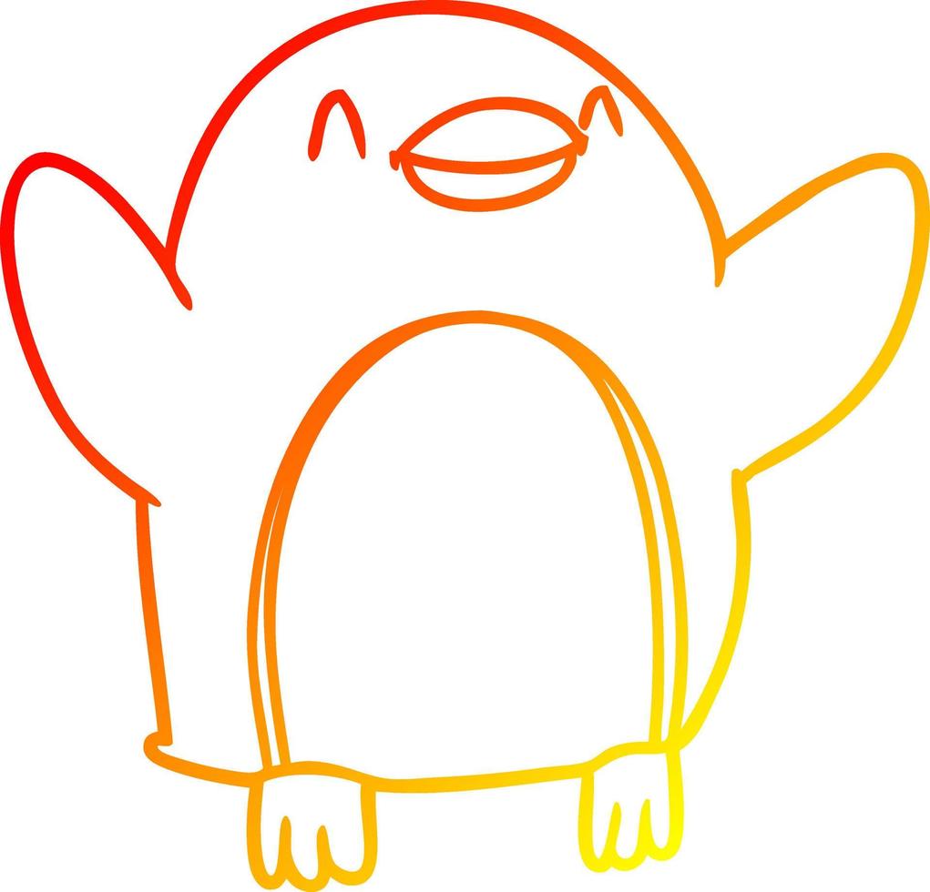 caldo gradiente disegno cartone animato pinguino che salta di gioia vettore