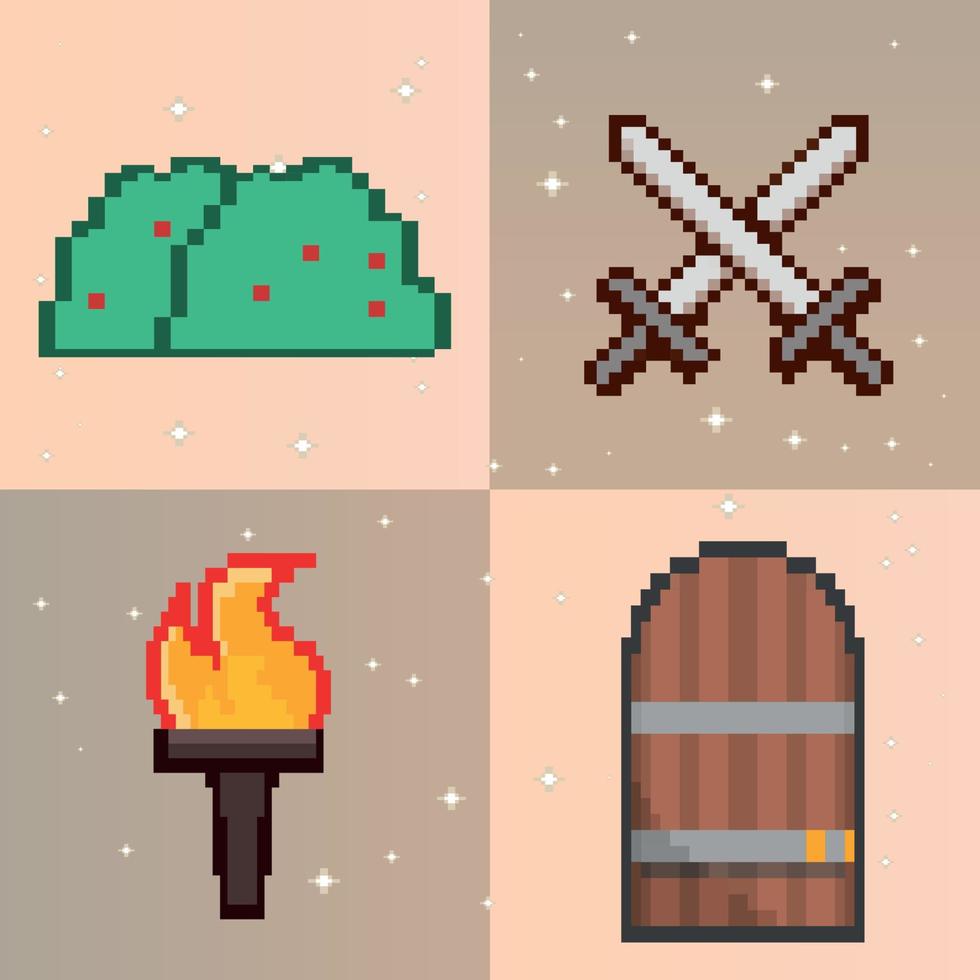 set di pixel art vettore