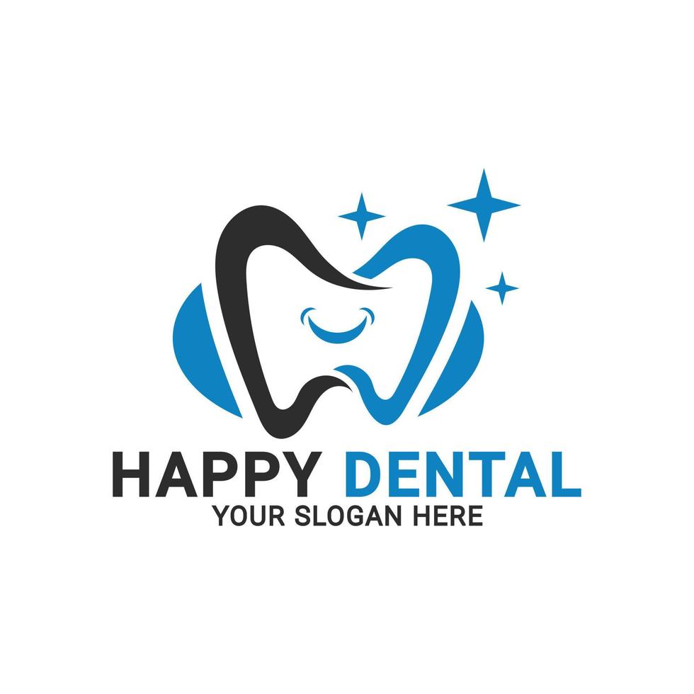 logo dentale felice, logo della clinica dentale di famiglia, modello di logo dentale semplice vettore