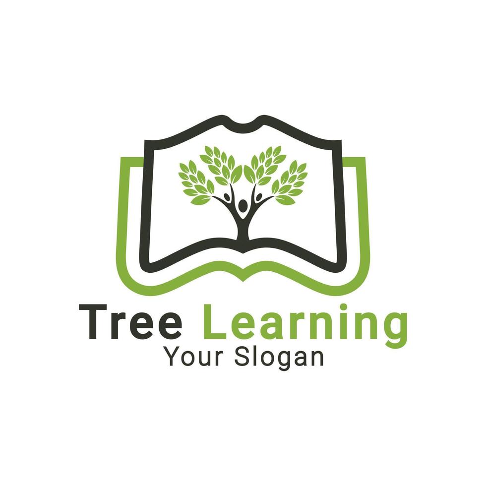 logo dell'albero dell'apprendimento, logo dell'azienda educativa, logo dell'istruzione online, modello del logo dell'albero della conoscenza vettore