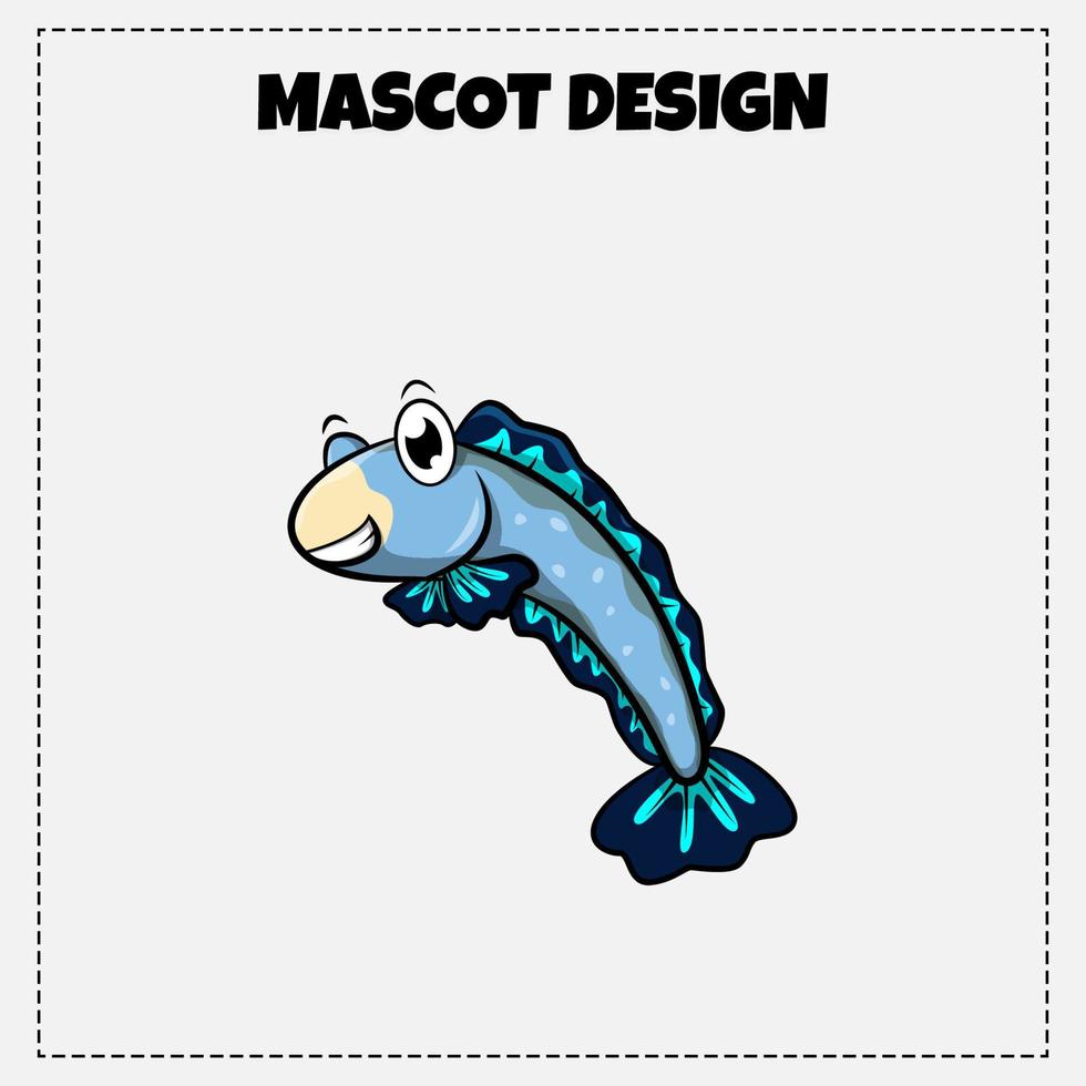 disegno dell'illustrazione della mascotte animale di vettore del logo del pesce di cana