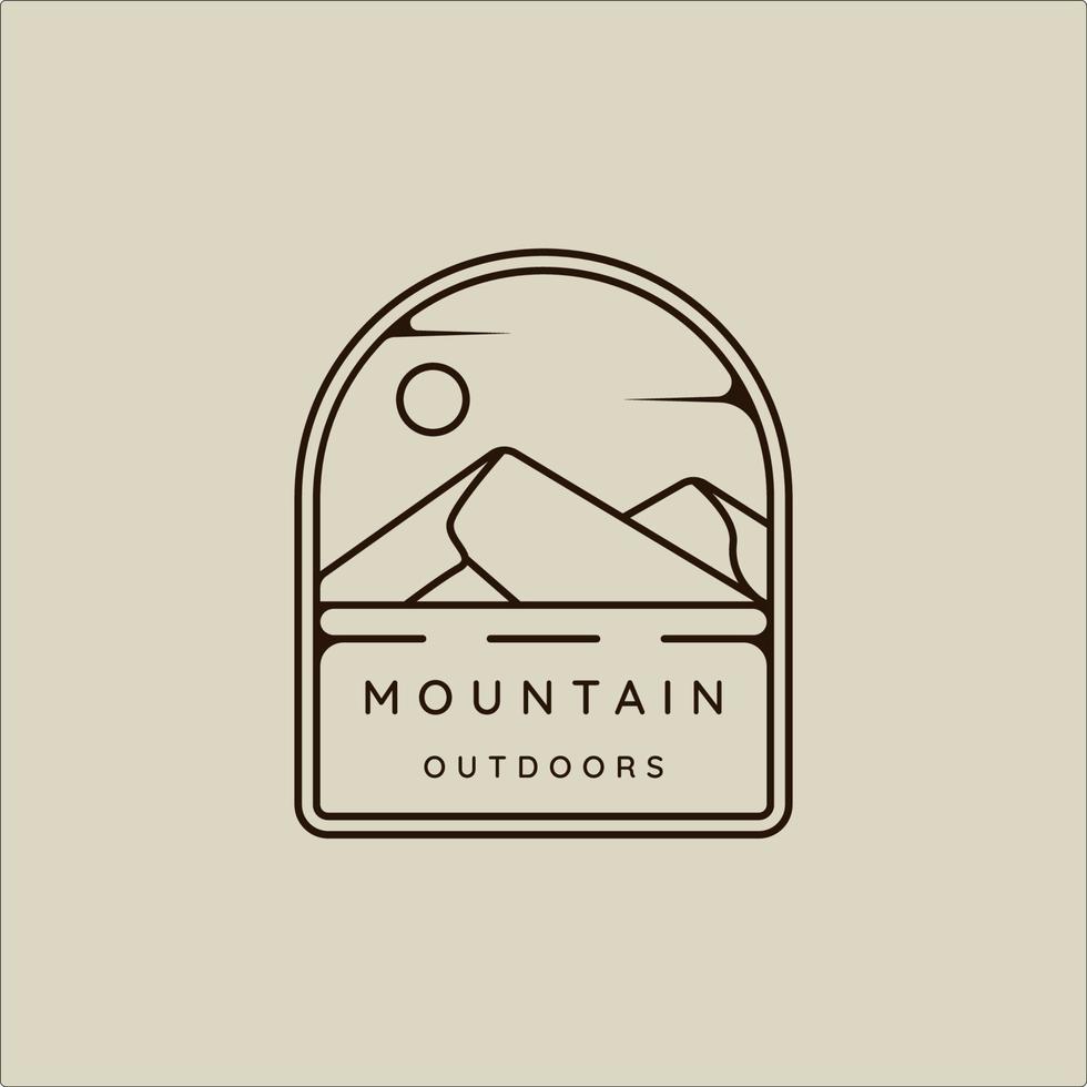 mountain line art semplice emblema logo illustrazione vettoriale modello icona graphic design. avventura e all'aperto segno o simbolo per viaggi d'affari con il concetto di badge