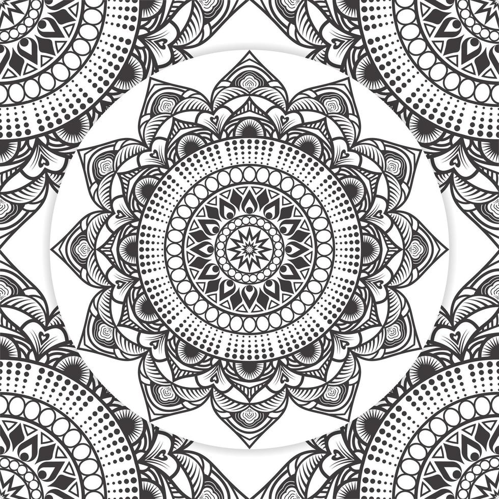 arte della linea del fiore della mandala per la pagina del libro da colorare di kdp. mandala con motivo in pizzo per colorare, design mandala islamico in stile etnico vettore