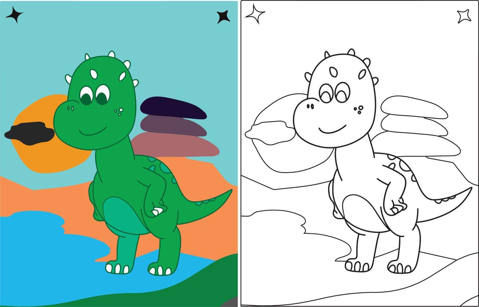 Libro da colorare di dinosauri per bambini. vettore