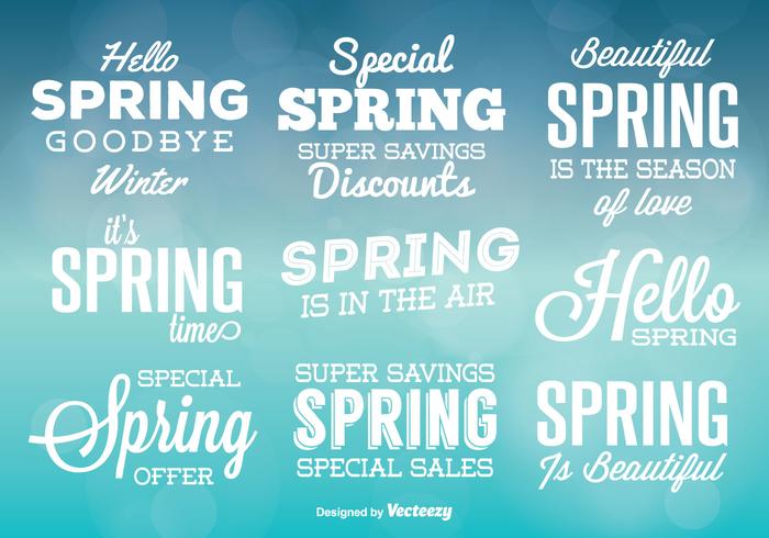 Etichette tipografiche di primavera vettoriale