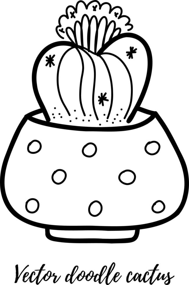 illustrazione del cactus di doodle di vettore. pianta della casa di arte della linea nera in una pentola. ottimo per diversi tipi di design e sfondi vettore