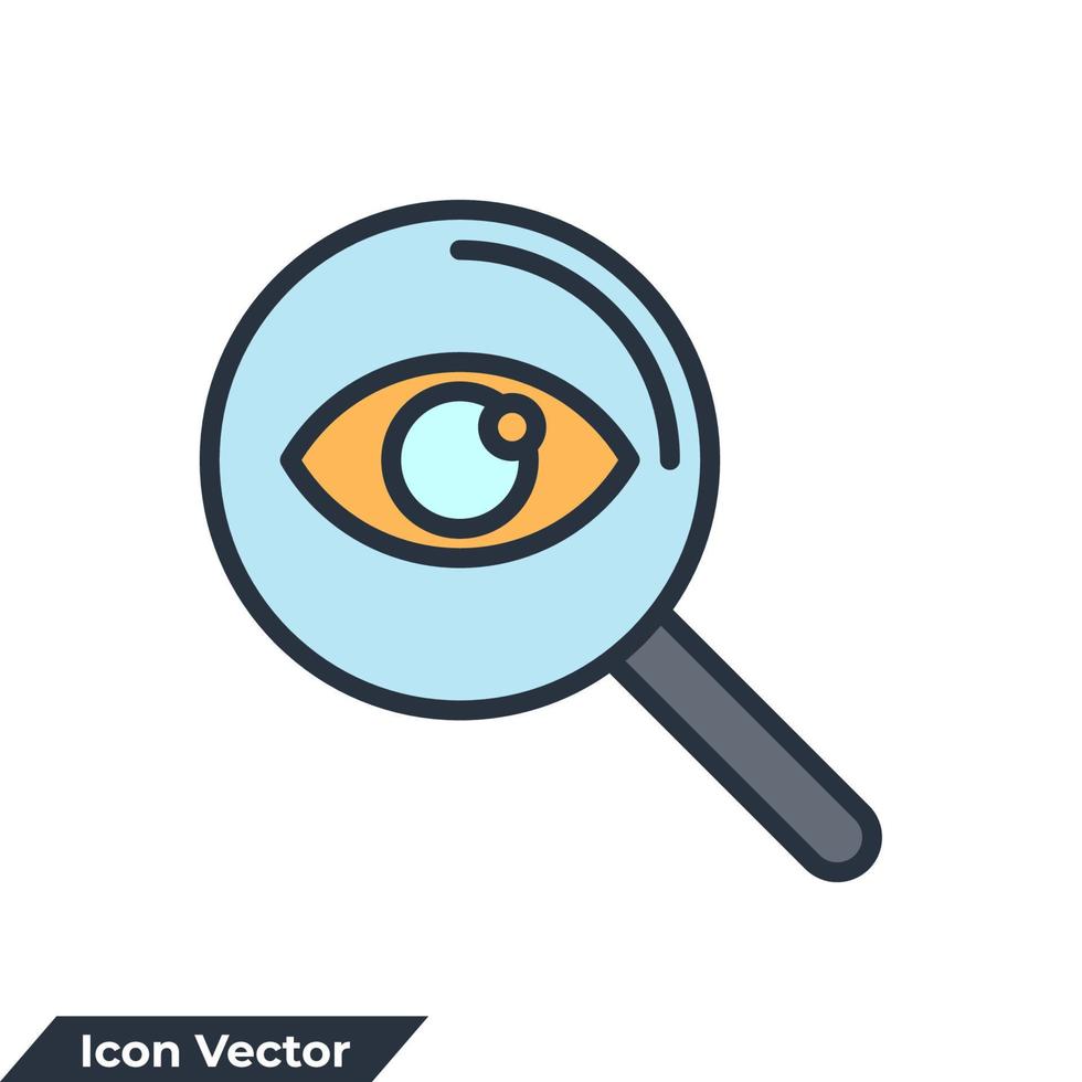 esplora l'illustrazione di vettore del logo dell'icona di ricerca. visione sul modello di simbolo della lente d'ingrandimento per la raccolta di grafica e web design