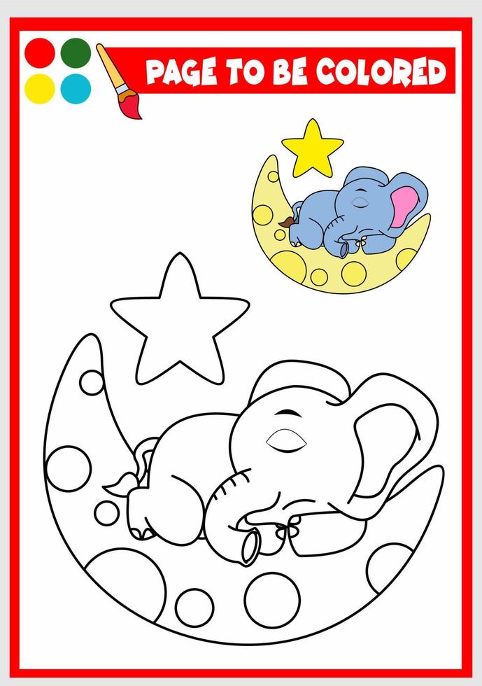 libro da colorare per bambini. elefante vettore