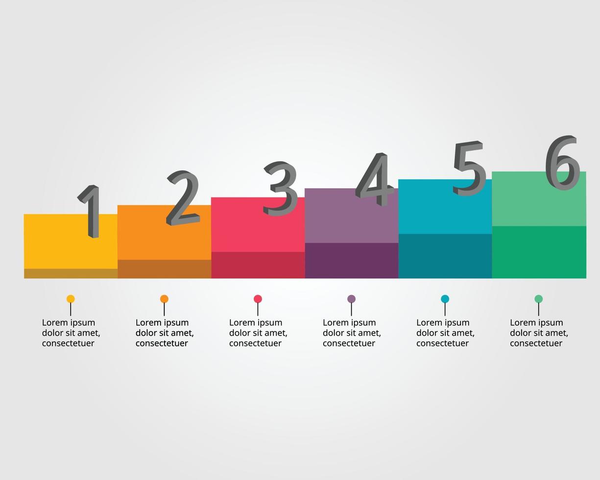 modello di barra del grafico per infografica per la presentazione per 6 elementi vettore