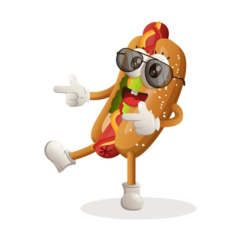 simpatica mascotte hotdog vettore