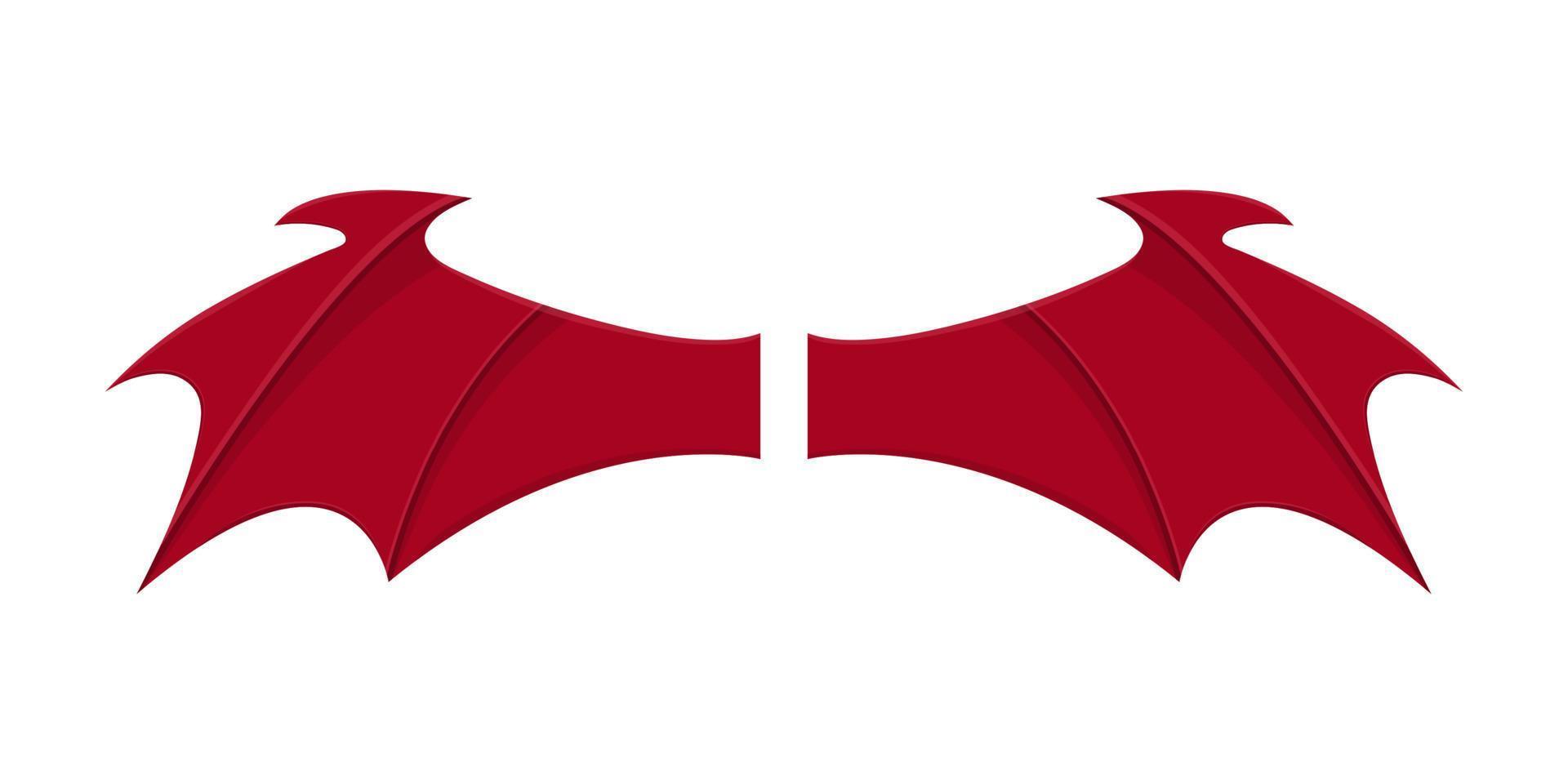 ali rosse del diavolo isolate su priorità bassa bianca. stile cartone animato. illustrazione vettoriale pulita e moderna per design, web.