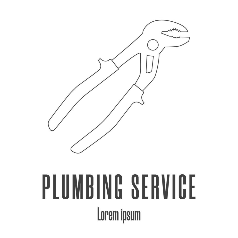 icona di stile di linea di una pinza per cimping dell'acqua. logo del servizio idraulico o di riparazione. illustrazione vettoriale pulita e moderna.