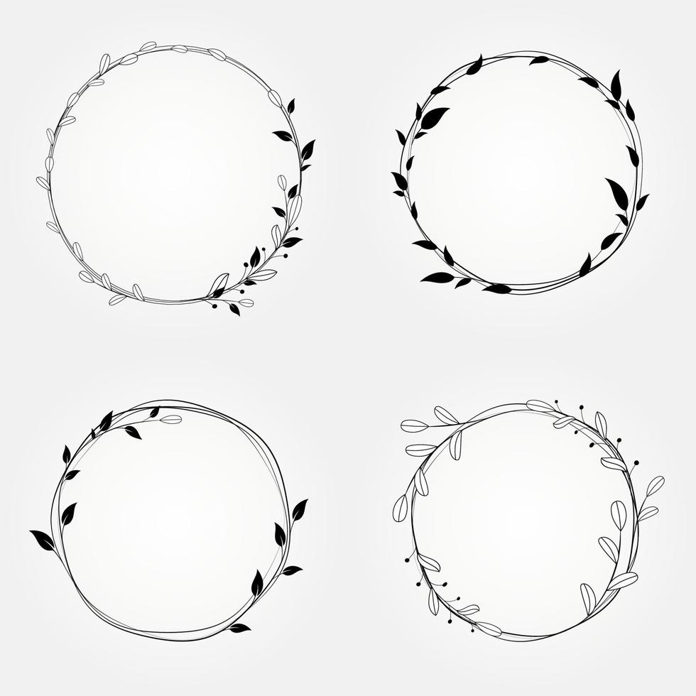 disegno floreale botanico della struttura del cerchio vettore