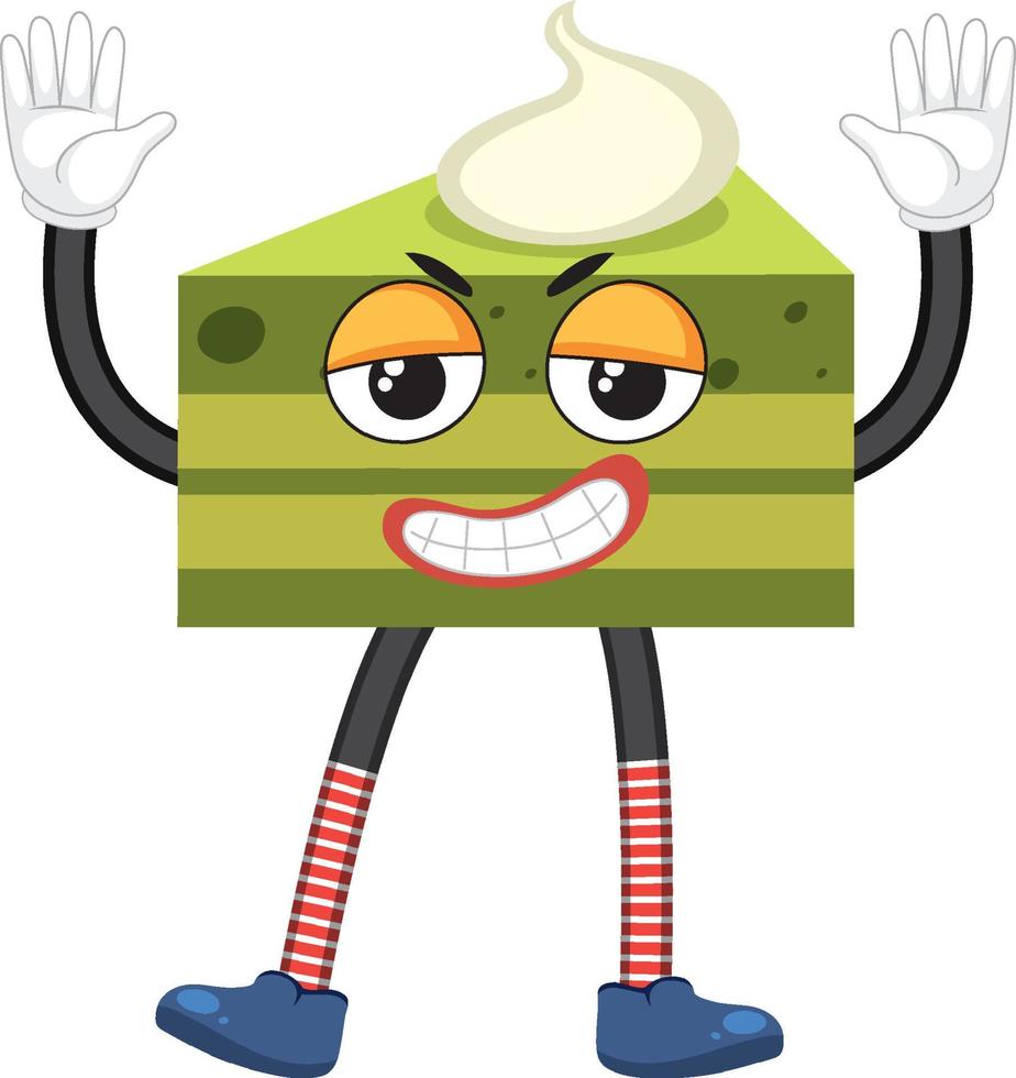 personaggio dei cartoni animati di torta di tè verde vettore