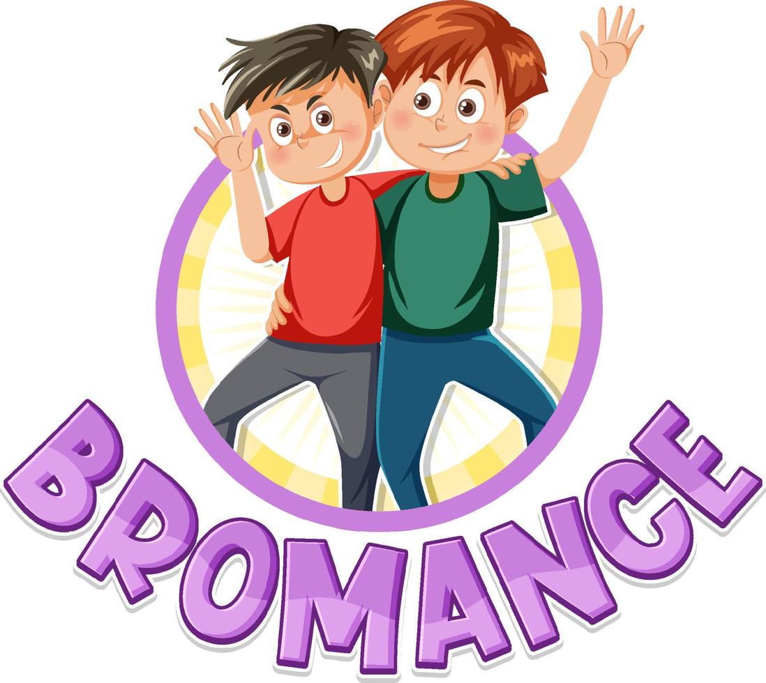 simpatico personaggio dei cartoni animati con icona di bromance vettore