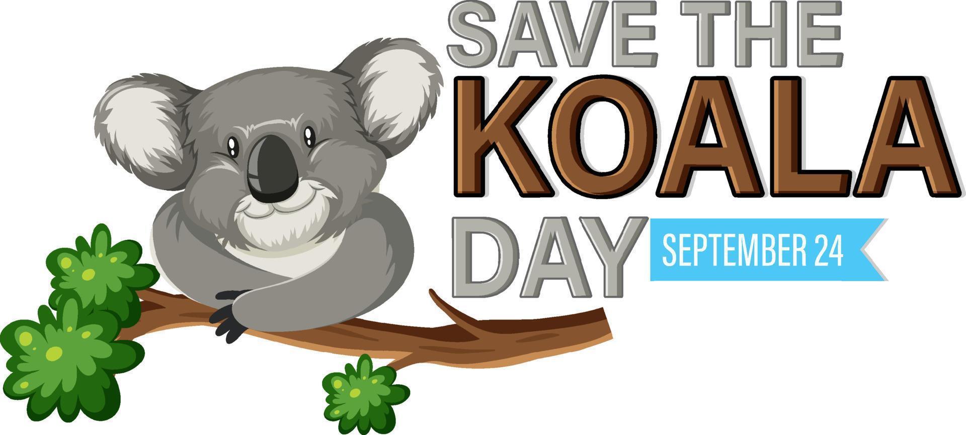 salva il design del banner del giorno del koala vettore