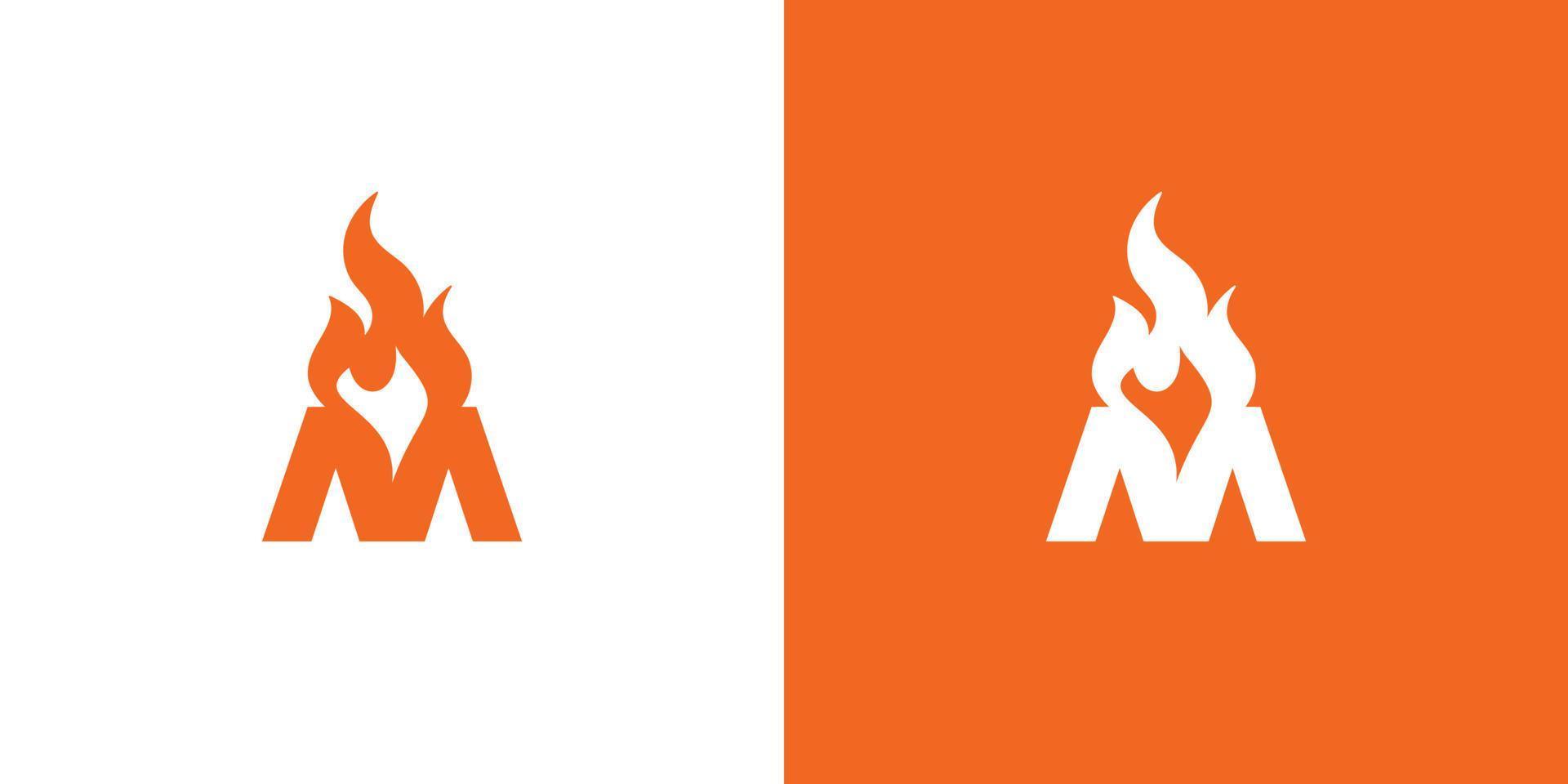 design moderno e professionale del logo del fuoco delle iniziali della lettera m vettore