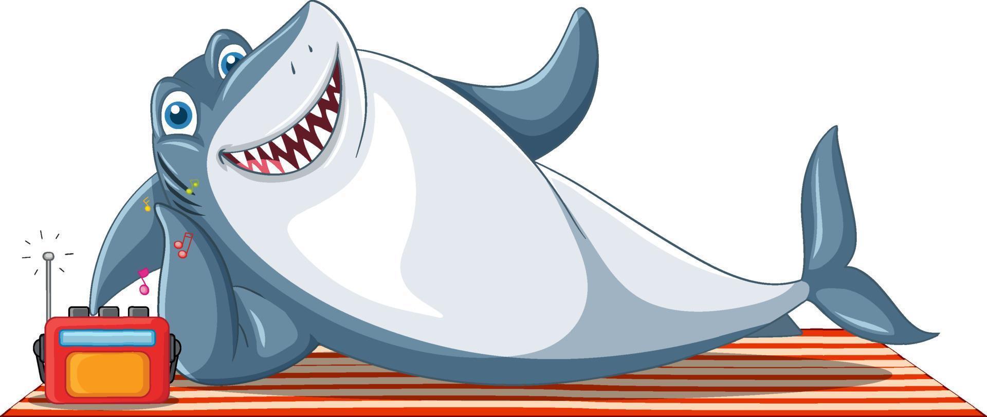 personaggio dei cartoni animati di squalo sorridente vettore
