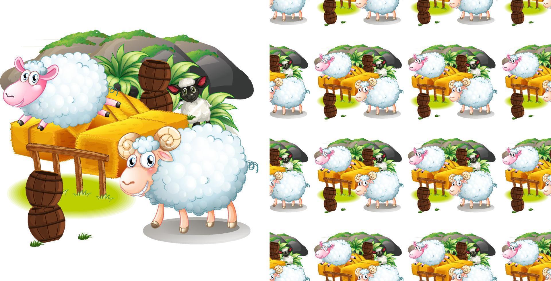sfondo senza soluzione di continuità con le pecore che saltano vettore