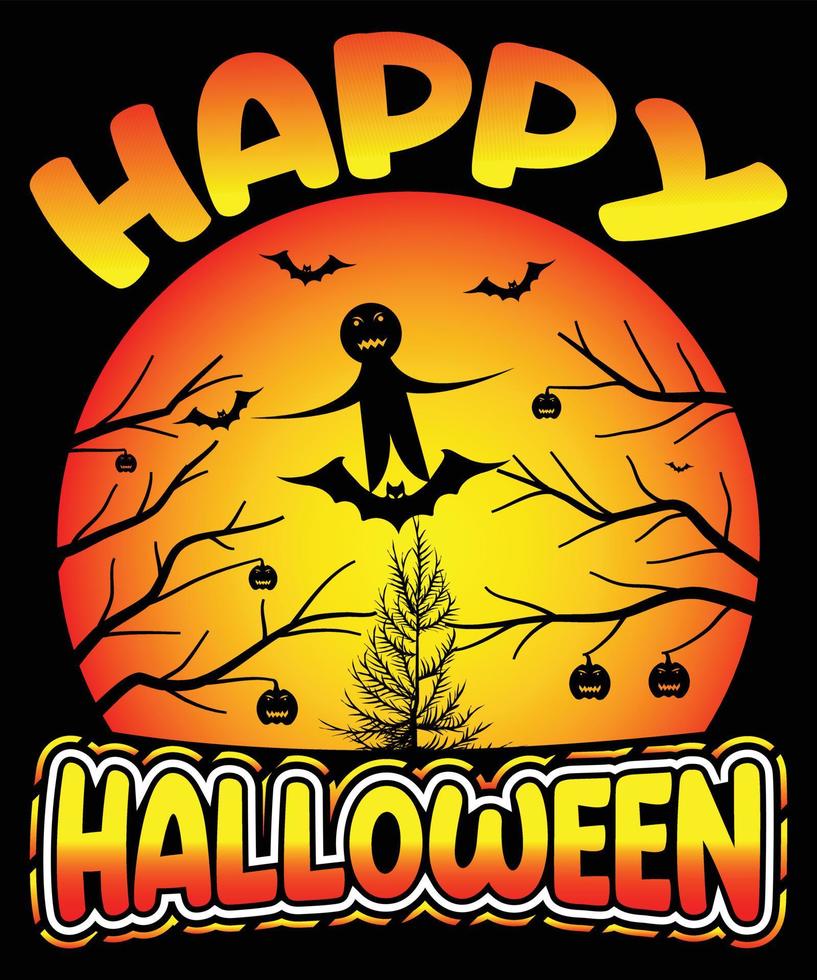 vettore di disegno della maglietta di halloween felice