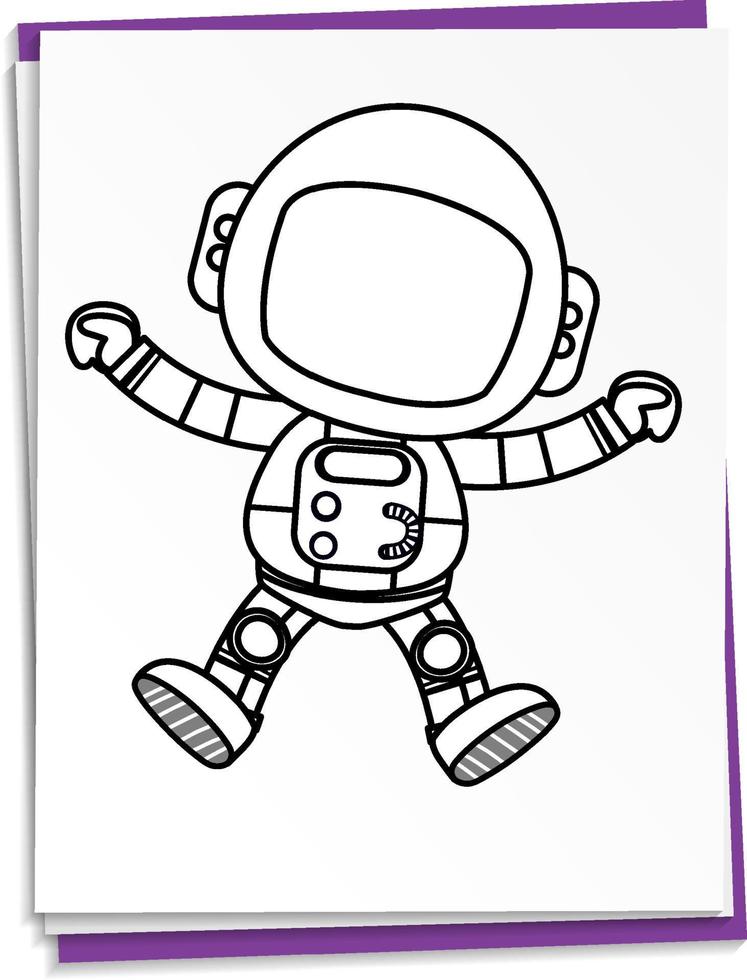 astronauta disegnato a mano su carta vettore