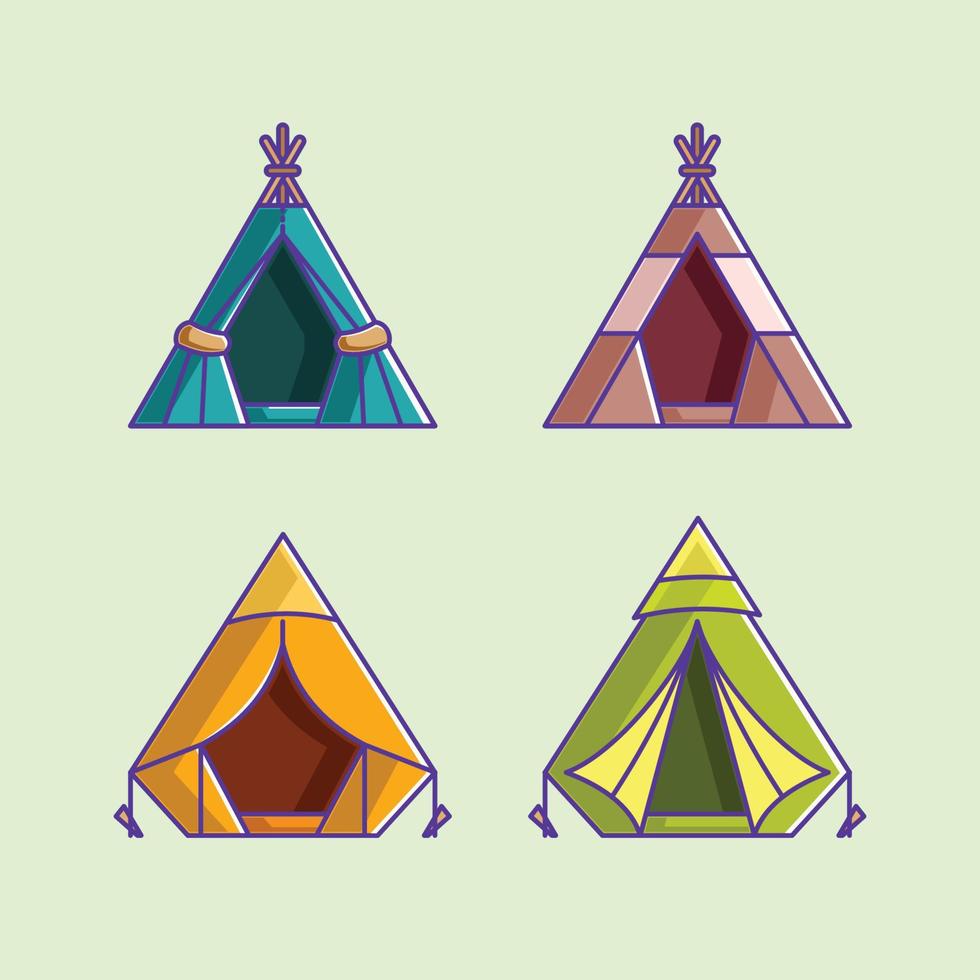 set di vari cartoni animati di tende colorate vettore