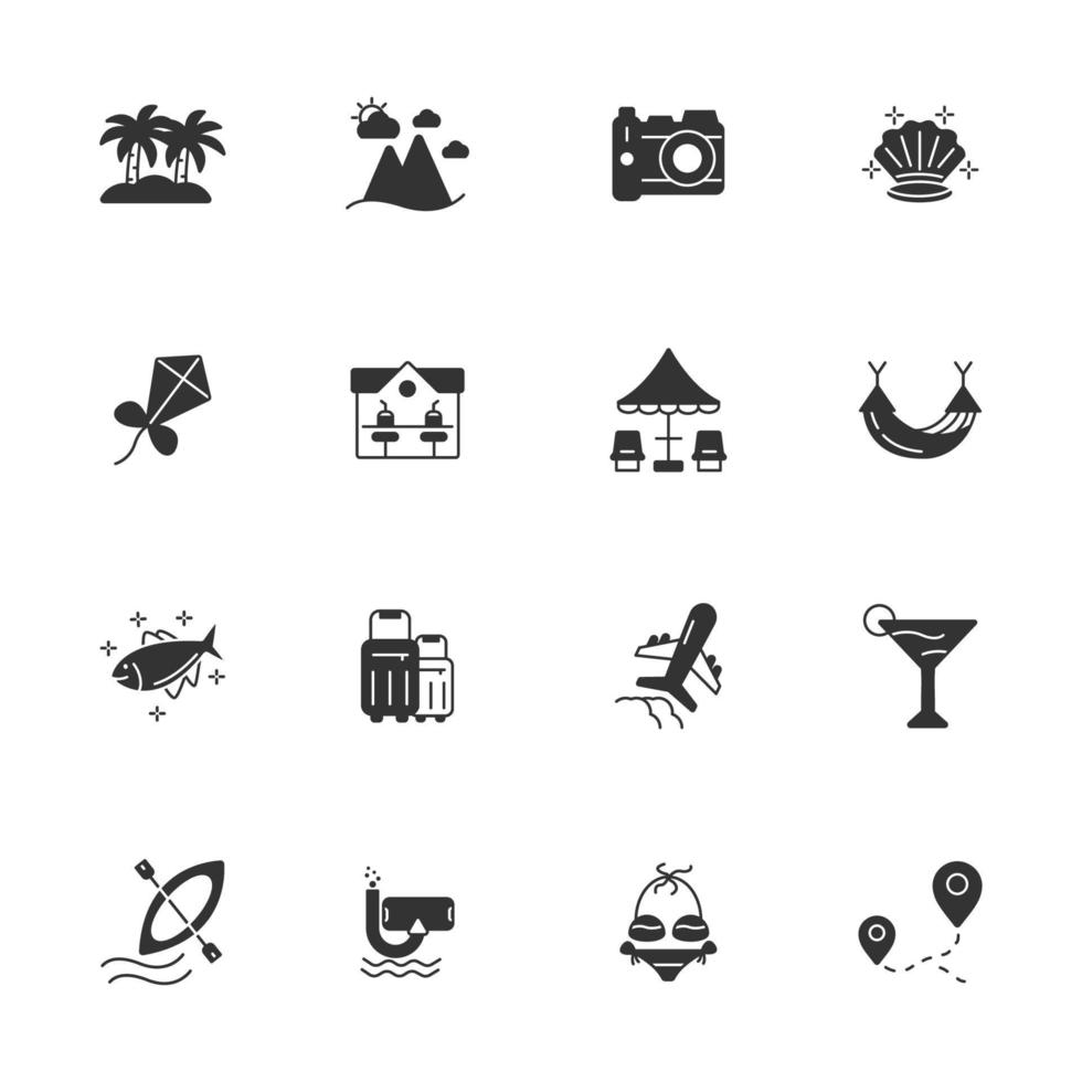 set di icone per le vacanze estive. elementi di vettore di simbolo del pacchetto di vacanze estive per il web di infografica