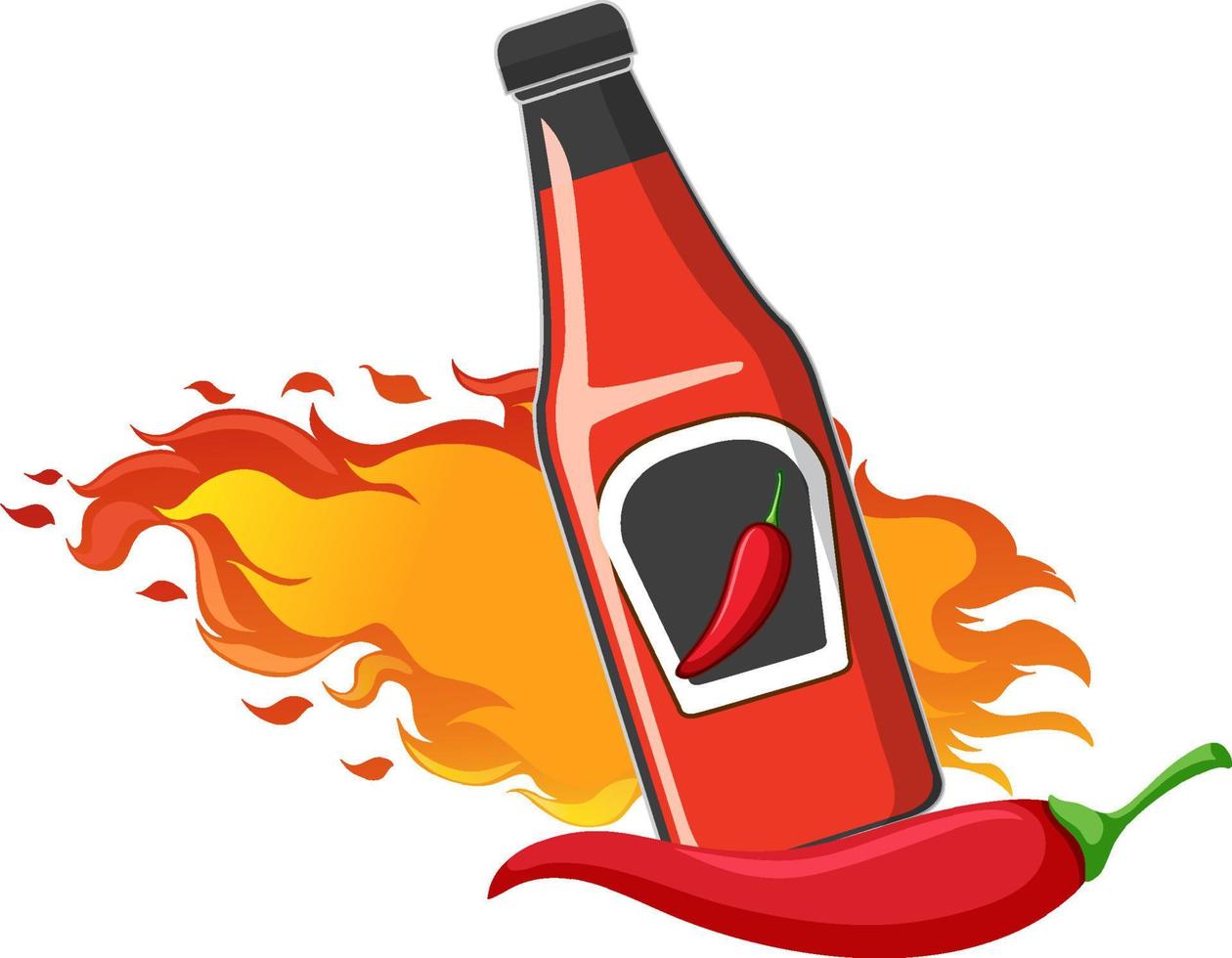bottiglia di salsa al peperoncino in stile cartone animato vettore