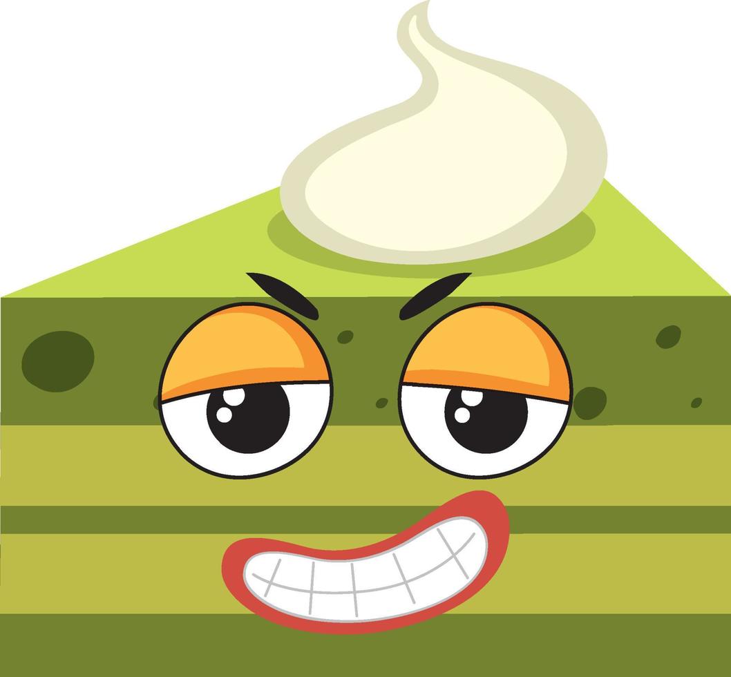 torta al tè verde con espressione facciale vettore