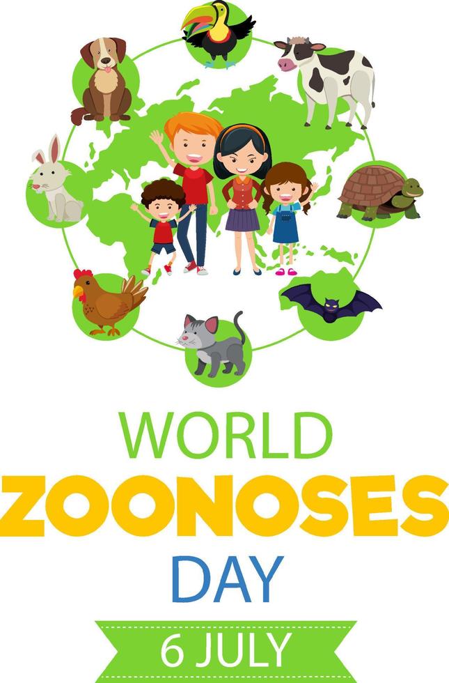 design della bandiera della giornata mondiale delle zoonosi vettore