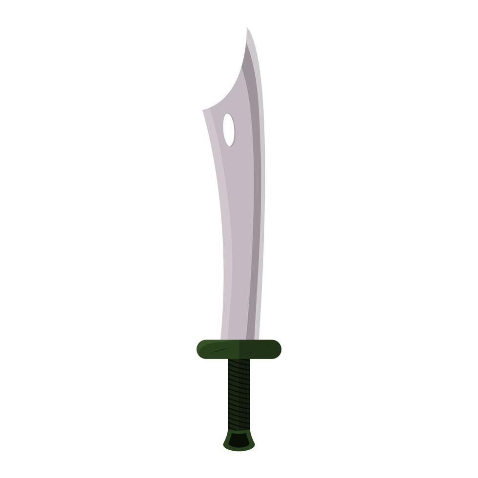 arma della spada del gioco del fumetto isolata su fondo bianco. manico verde. coltello militare. illustrazione vettoriale per il tuo design.