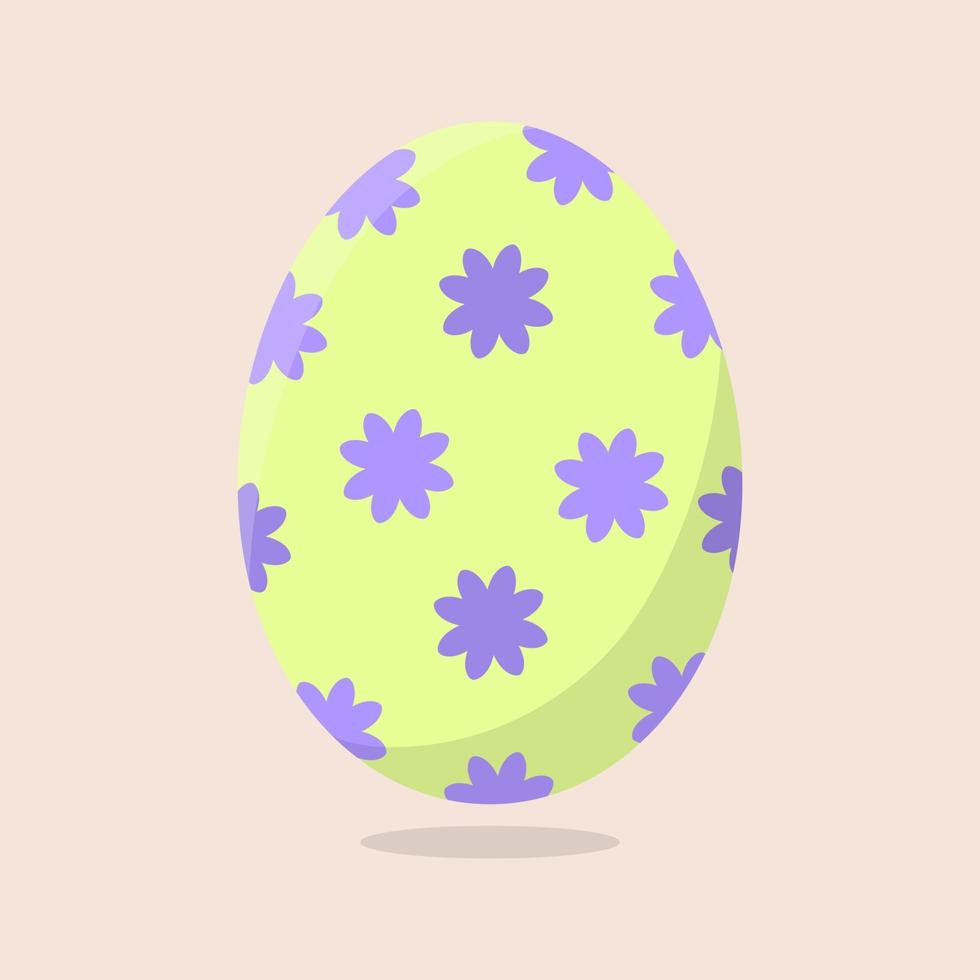 vettore uovo di Pasqua isolato su sfondo beige. uovo colorato con motivo a fiori. stile piatto. per biglietti di auguri, inviti. illustrazione vettoriale per il tuo design, web.