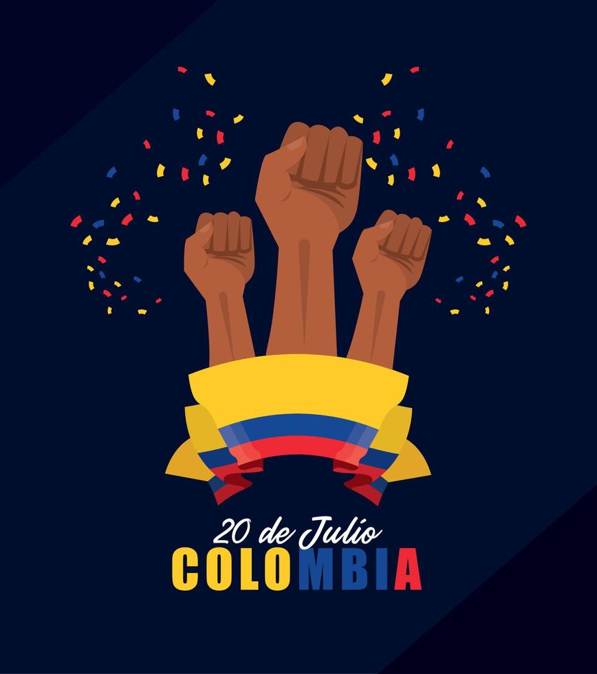 cartolina del giorno dell'indipendenza della Colombia vettore