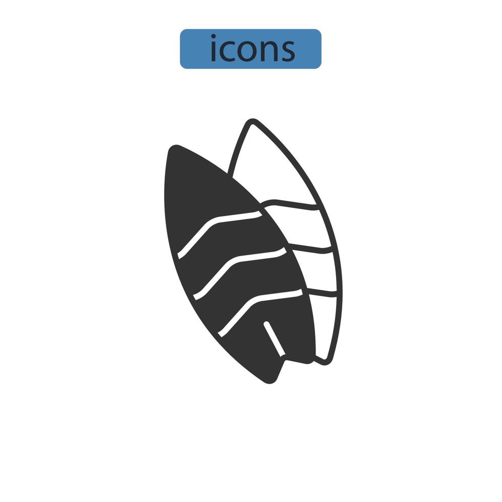 set di icone di surf. elementi di vettore di simbolo del pacchetto di surf per il web di infografica