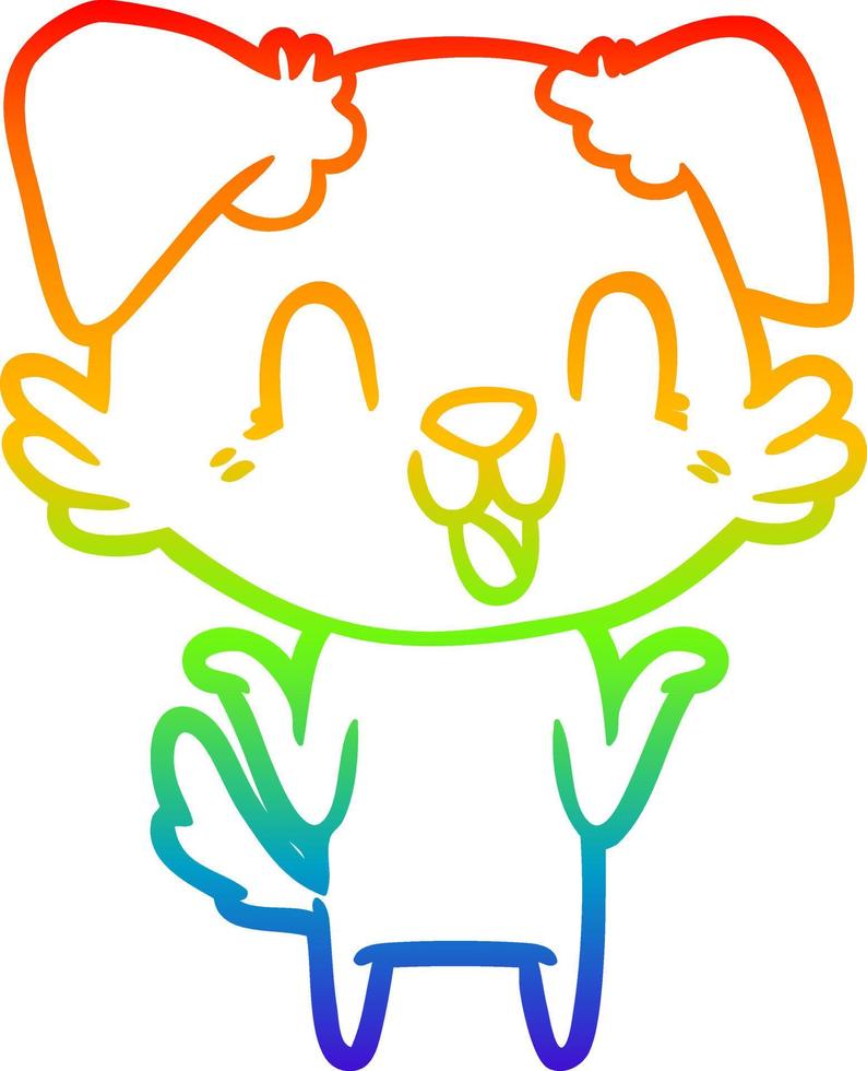 arcobaleno gradiente linea disegno ridere cartone animato cane alzando le spalle vettore