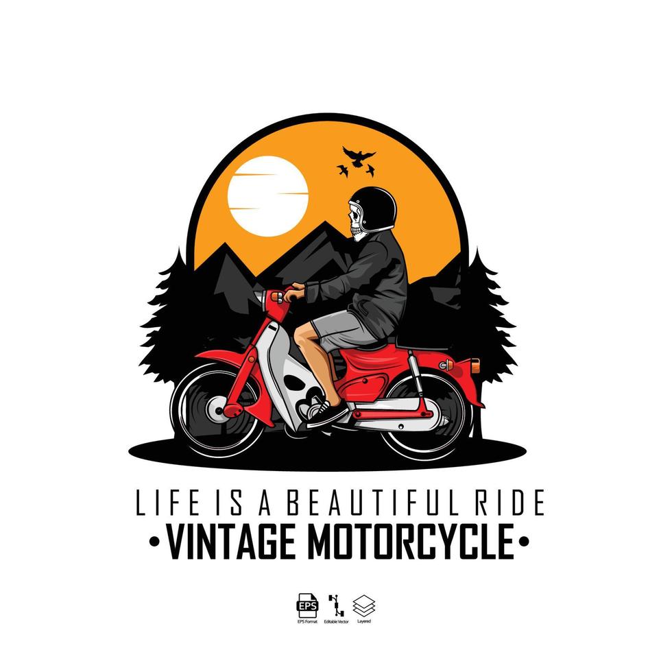 illustrazione di moto d'epoca con uno sfondo bianco vettore