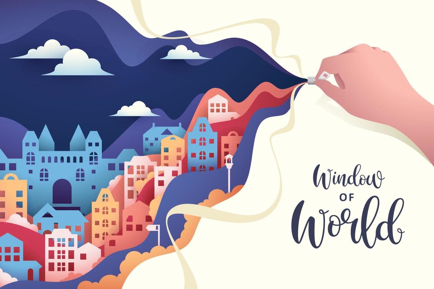 illustrazione di viaggio creativa per banner o volantini di Amsterdam, turismo pubblicitario e viaggi nei Paesi Bassi vettore