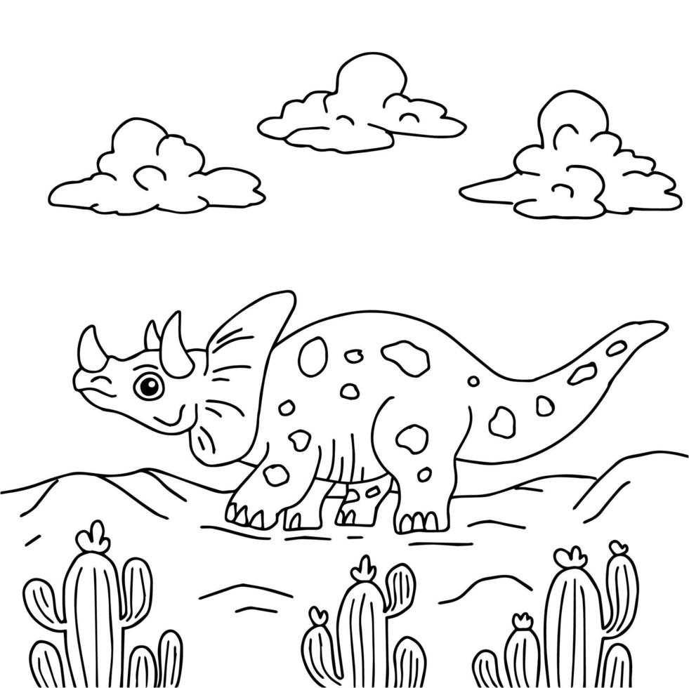 disegno vettoriale colorazione pagina dinosaurus per bambino